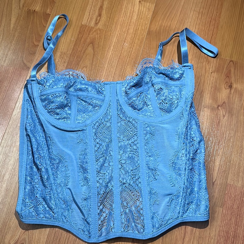 cute blue bustier